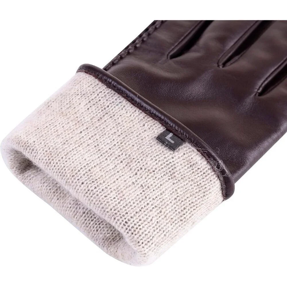 Women's Genuine Sheepskin Leather Gloves Winter Warm  Driving Dress Gloves Brown